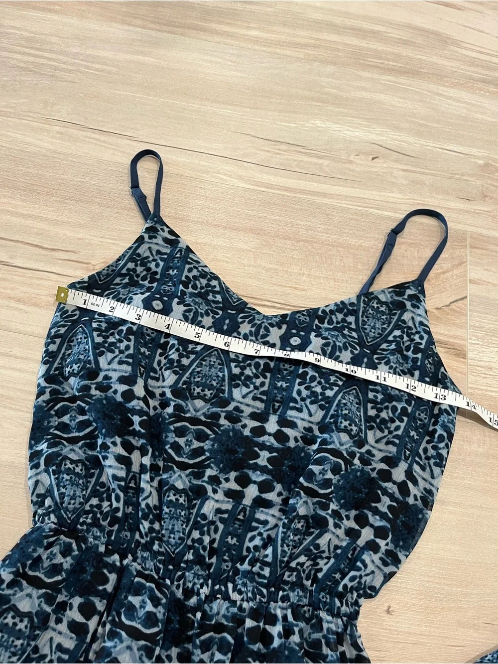 Abercrombie & Fitch Navy Blue Printed Spaghetti-Strap Maxi Dress Size XS